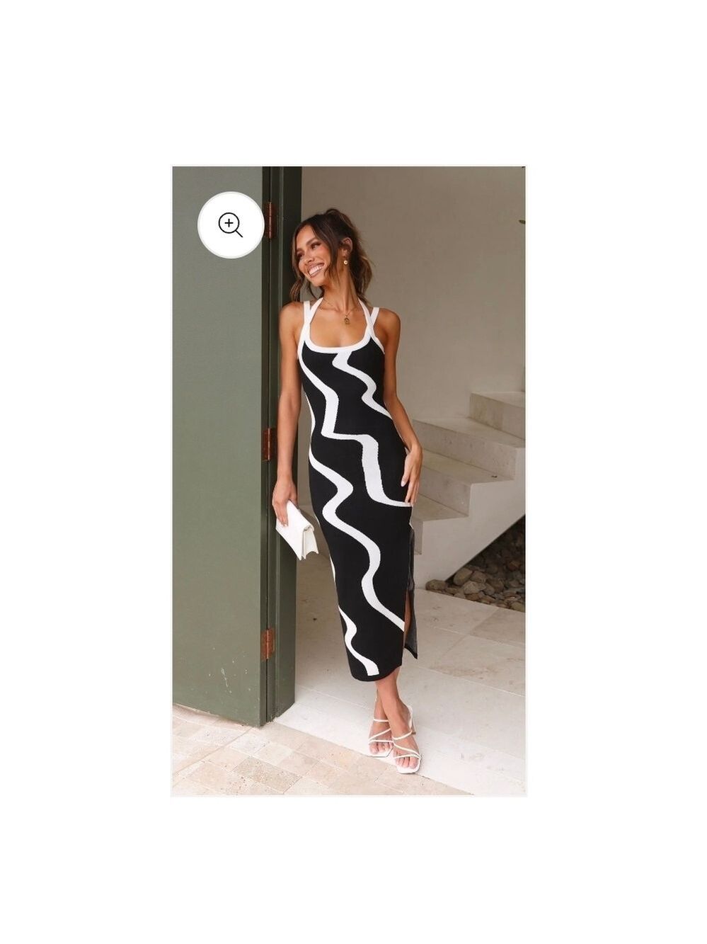 SHEIN Black and White Backless Dress FREE Cardigan